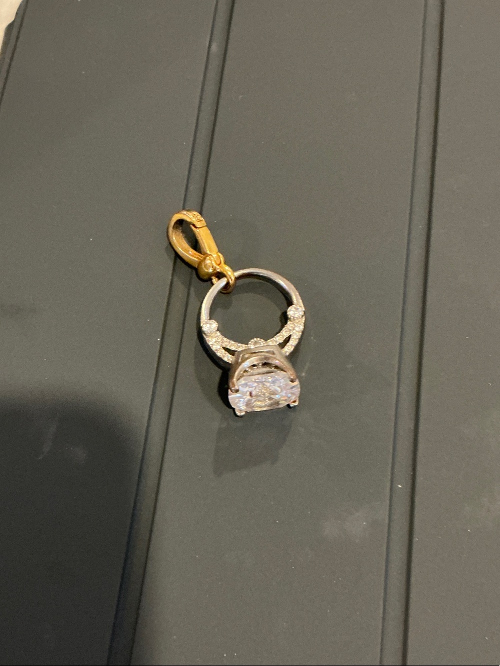 Crystal Ring Charm Pendant in Silver and Gold